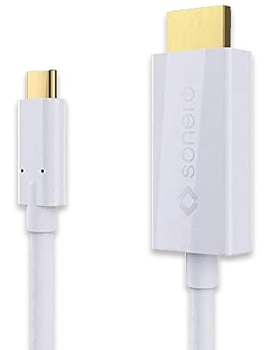 Sonero UCC011-010 USB-C auf HDMI 2.0 Kabel, 4K@60Hz mit 18Gbps, USB 3.1, Alt Mode, Thunderbolt 3 kompatibel für MacBook Pro, Samsung S8, Dell XPS 15 und andere USB-C Computer, 1,0m weiß, USB-C auf HDMI 2.0 1,0m von Sonero