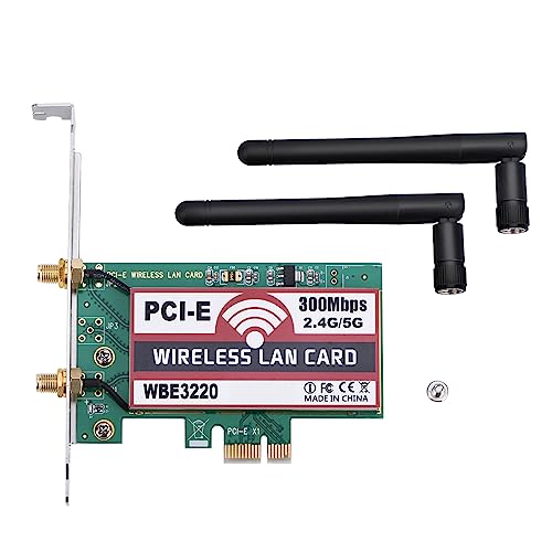 Sonew Pci-E-WLAN-Netzwerkkarte, PCI-e-Dualband-AP-WLAN-WLAN-Adapter, 2,4 G/5 G 300 Mbit/s, Drahtlose Internetkarte, für Laptop von Sonew