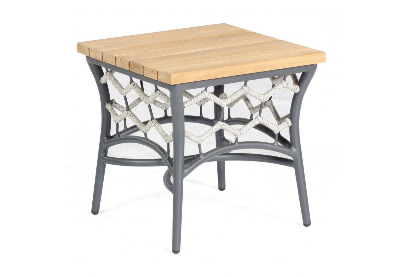 SonnenPartner Gartentisch Sonnenpartner Lounge-Tisch Yale 45x45 cm Teak/Alu/Polyrope silbergrau von SonnenPartner