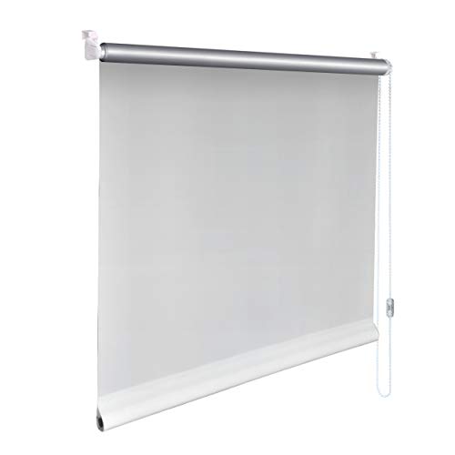 Sonnenschutz-HH® - Mini Thermo Verdunkelungsrollo Thermorollo Minirollo Rollo KLEMMFIX Seitenzugrollo Kettenzugrollo inkl. Klemmträger ohne Bohren - Außenmaß Breite 115 x 120 cm Höhe - weiß von Sonnenschutz-HH