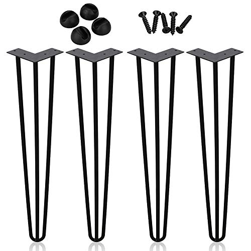 Sonnewelt Hairpin Legs tischbeine Metall schwarz Tischkufen Haarnadel Tischbein 12 mm, Hairpin Legs aus Stahl, 3-Stange Bein, 40 cm 4 Stück von Sonnewelt