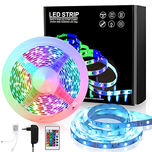 Sonnewelt Led Strip 3m mit 24 Tasten Fernbedienung, RGB LED Streifen Selbstklebend 12V 3A, led beleuchtung, für Zimmer Küche, Party von Sonnewelt