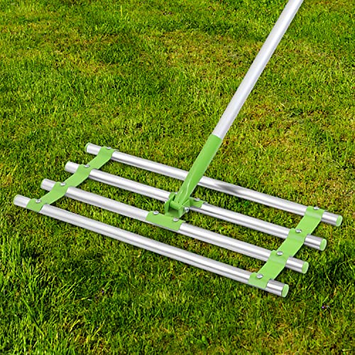 Sonnewelt Rasen Rakel Edelstahl Leveling Rake,Zur Sandentfernung,Topdressing aufbringen Lawn Leveling Rake für Golf Garden Grass Nivellierrechen 60*25cm,Grifflänge170cm-Silber von Sonnewelt