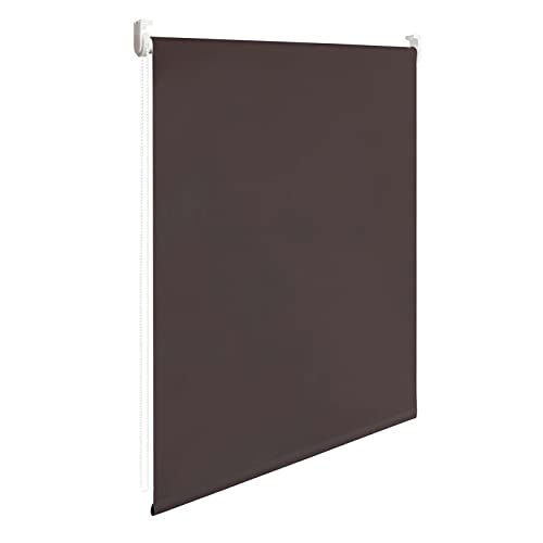 Sonnewelt Thermo-Rollo ohne Bohren Klemmfix Verdunkelungsrollo 100% Polyester 120cm x 160cm Braun Verdunklungsrollo Fensterrollo Rollo Seitenzugrollo Klemmrollo für Fenster & Tür von Sonnewelt