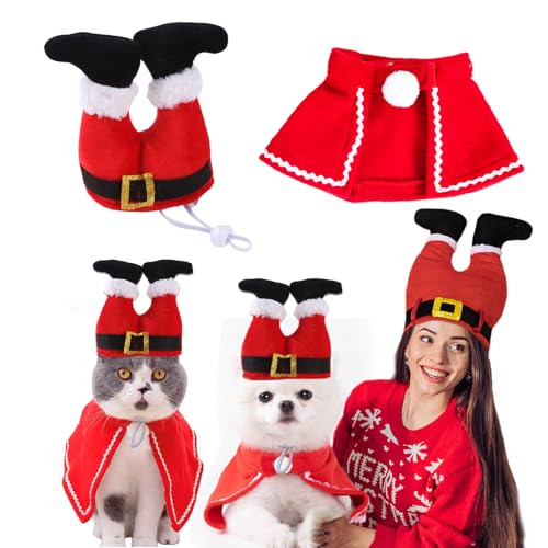 Weihnachten Hund Katzenkostüm Sonwaha 2 Stück Weihnachtsmütze Hund Hundekostüm Weihnachten,Katze Weihnachtskostüm Weihnachtsmütze Katze,Weihnachts Geschenke für Katzen,Hunde von Sonwaha