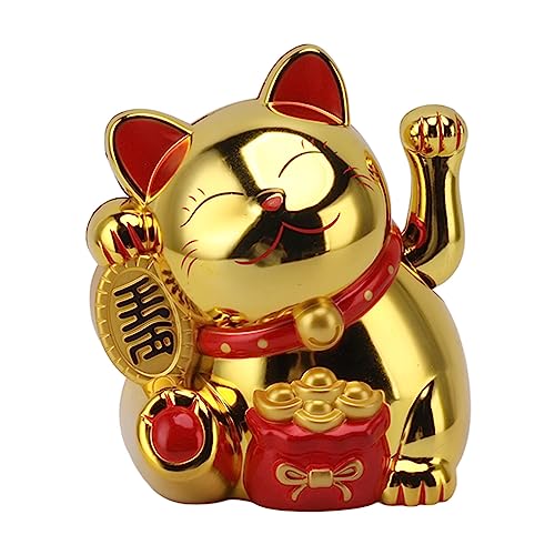 Glückskatze Winkt mit Dem Arm, 5.5 Zoll Glückliche Glückskatze, Elektrischer Schwenkarm Glückliche Katzenstatue Fengshui-Dekorationen Katzenornamente für Welcome Fortune (MLY11020-4 Gold) von Sorandy
