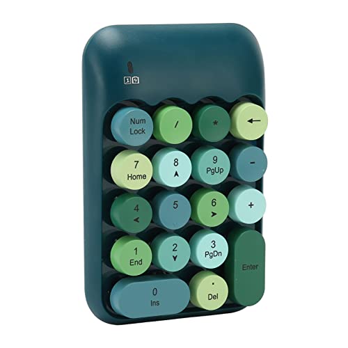 Sorandy 18 Tasten Einhand-2,4-GHz-Funk-Nummernblock für Laptop, Ziffernblock, Automatischer Schlafmodus, Runde Tastenkappen in Retro-Farbe, Nummernblock mit USB-Empfänger, von Sorandy