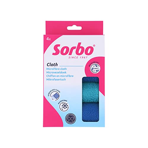 Sorbo Recycled Microfibre Cloths, 4 Pack, Sustainable, Eco Friendly, Made from 1% Recycled PET Bottles, 35cm X 35cm, Chemical Free cleaning von Sorbo