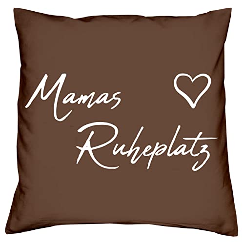 Soreso Design Geschenke für Mama Mamas Ruheplatz + Geburtstags-Geschenke - Muttertagsgeschenke + Kissen mit Innenkissen Füllung 40 cm x 40 cmFarbe: braun von Soreso Design