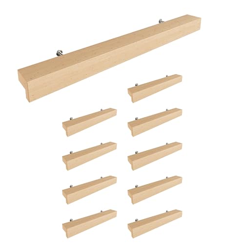 Sossai Holz Möbelgriffe aus Buche | GAH01 | Lochabstand 160mm, Länge 220mm, 10 Stück von Sossai
