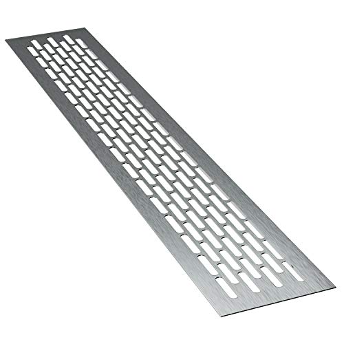 sossai® Aluminium Lüftungsgitter - Alucratis (1 Stück) | Rechteckig - Maße: 44 x 8 cm | Farbe: Inox | gebürstet von Sossai