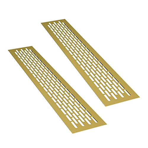 sossai® Aluminium Lüftungsgitter - Alucratis (2 Stück) | Rechteckig - Maße: 48 x 8 cm | Farbe: Gold | pulverbeschichtet von Sossai