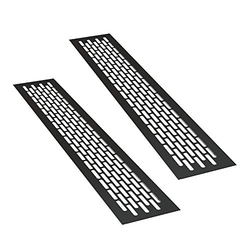 sossai® Aluminium Lüftungsgitter - Alucratis (2 Stück) | Rechteckig - Maße: 80 x 8 cm | Farbe: Schwarz | pulverbeschichtet von Sossai