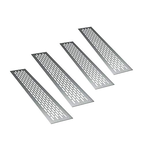 sossai® Aluminium Lüftungsgitter - Alucratis (4 Stück) | Rechteckig - Maße: 80 x 8 cm | Farbe: Inox | gebürstet von Sossai