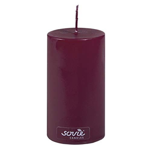 Sovie Candles Stumpenkerze | Blockkerze Votivkerze Kerze Flachkopf | Brenndauer ca. 28 Std. | Ø 50 mm x H 100mm | 12 Stück (Bordeaux) von Sovie Candles