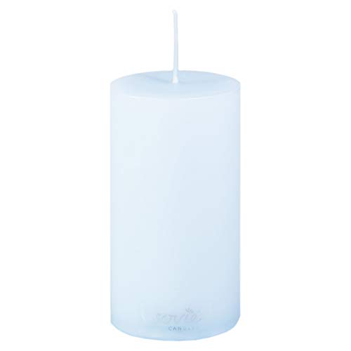 Sovie Candles Stumpenkerze | Hochzeit Taufe Kommunion Blockkerze | 1 Flachkopfkerze in Hellblau (Ø50mm x 100mm) von Sovie Candles