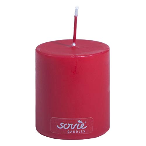 Sovie Candles Stumpenkerze | Weihnachten Advent Blockkerze | 1 Flachkopfkerze in Rot (Ø50mm x 60mm) von Sovie Candles