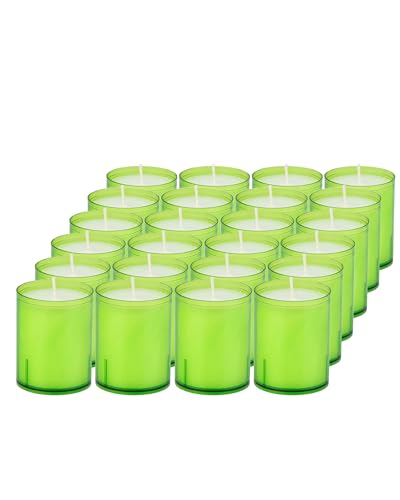 Sovie Refill Kerzen Kiwi 24 Stück - Kerze in Kunststoff-Hülle - ca. 24 Stunden Brenndauer - Kerzen Deko Innen & Außen - Schützt Glas & Dekoration von Sovie Candles