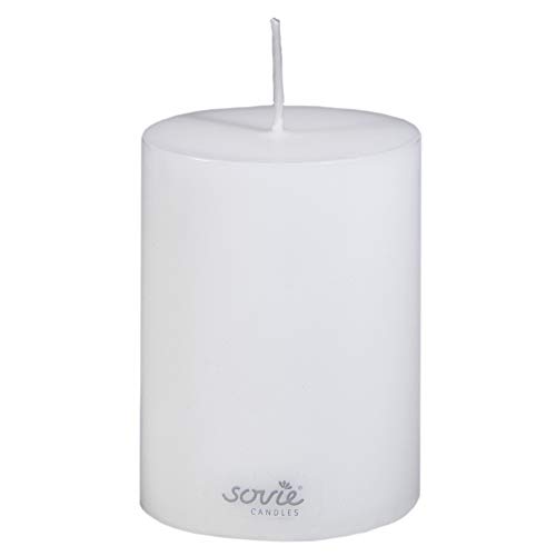 Sovie Candles Stumpenkerze | Hochzeit Votivkerze Blockkerze | 1 Flachkopfkerze in Weiß (Ø70mm x 100mm) von Sovie Candles