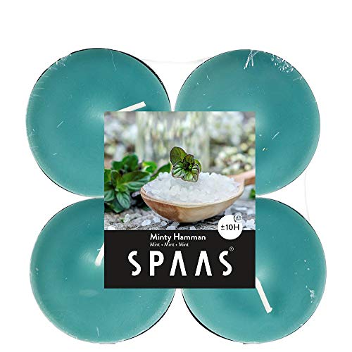 Spaas Maxi-Teelichter, 10 Stunden, Minty Hamman, 12 x 4 Stück von Spaas