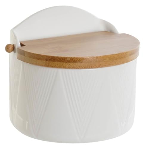Space Home Salzstreuer aus Keramik mit Deckel, Zuckerdose, Behälter für Gewürze oder Gewürze, Weiß (Design 2) von Space Home