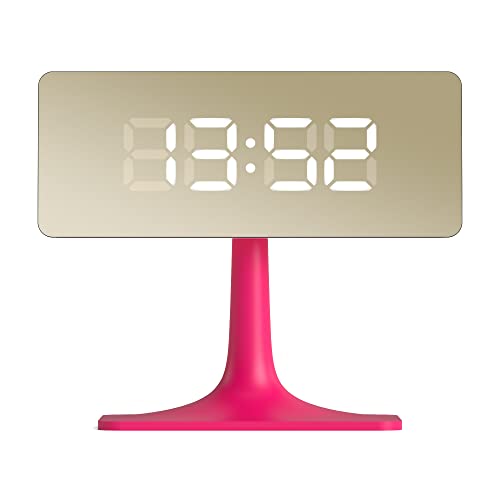 Space Hotel London ® The Cinemascape LED Wecker Rechteckiger Spiegel LED Zifferblatt Büro/Schlafzimmer 10,6cm (Rosa/Gold) von Space Hotel