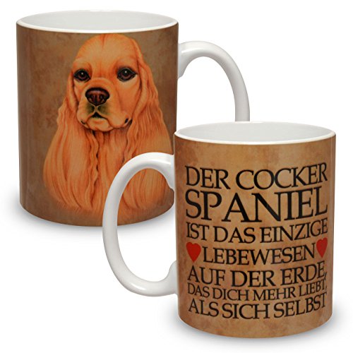 Kaffeebecher beidseitig mit Motiv bedruckt Hund Große XXL Tasse Cocker Spaniel von Spaß Kostet