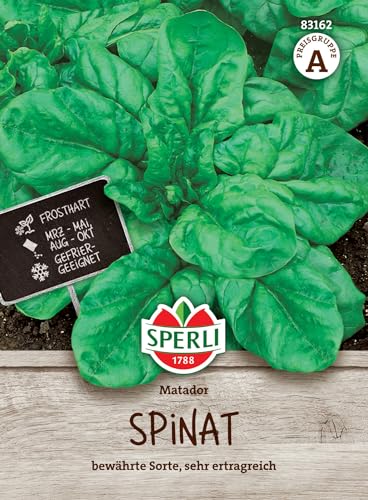 Premium Spinat Matador | Schoßfeste Sorte | Ertragreich Vitaminreich und Schnellwüchsig | Samenfestes Saatgut | ca. 800 Spinat Samen von Sperli