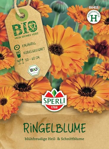 Sperli 86413 BIO Ringelblume, Nützlingsmagnet mit sehr vielen großen Blüten ab Frühsommer, für Beete Naturgärten und Kübel geeignet von Sperli
