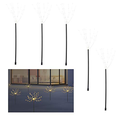 Draht Garten Leuchtstäbe mit Timer 45 cm - 5er Set / 225 LED - Weihnachts Deko Gartenstecker mit 8 verschiedenen Leuchtmodi von Spetebo