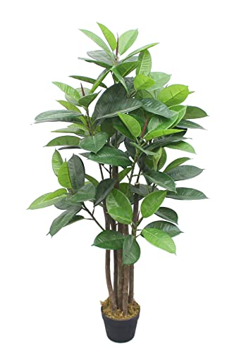 Spetebo Kunstpflanze im Blumentopf 120 cm - Gummibaum - Künstliche Deko Pflanze - Kunst Blume Zimmerpflanze Baum von Spetebo