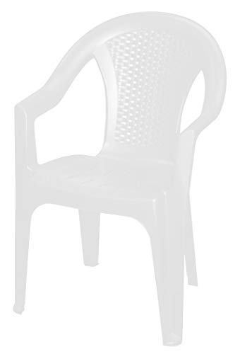 Stapelbarer Gartenstuhl in weiß - Monoblock in Rattan Optik aus Kunststoff - Stapelstuhl Kunststoffstuhl (1 Stück - weiß) von Spetebo