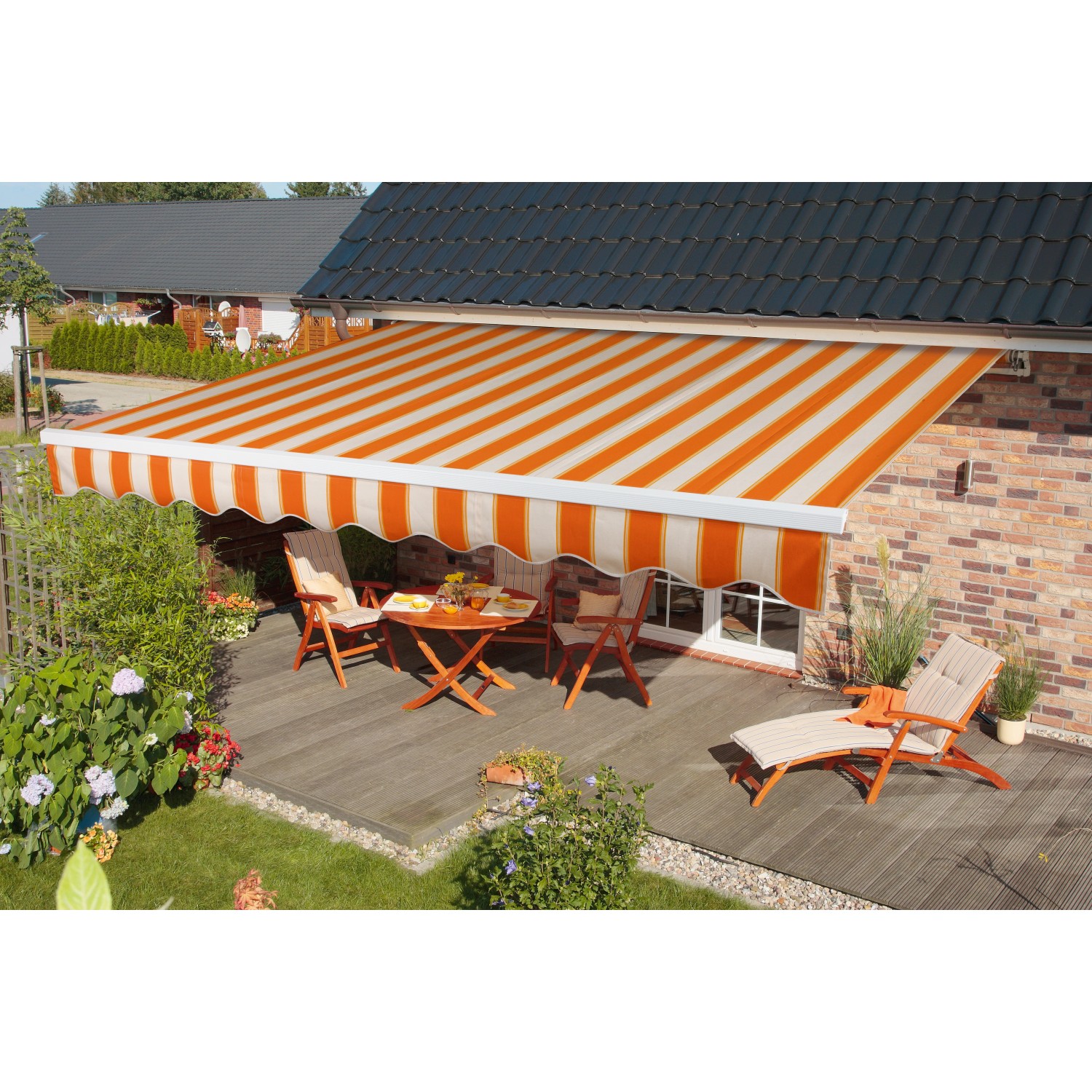 Spettmann Gelenkarmmarkise 300 cm x 200 cm Beige-Orange gestreift von Spettmann