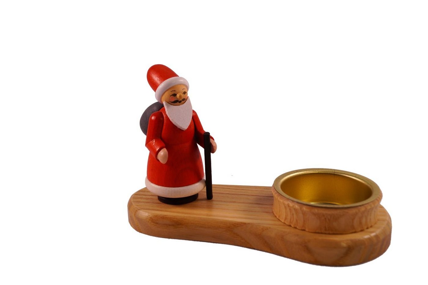 Spielwarenmacher Günther e.K. Kerzenhalter Kerzenhalter Weihnachtsmann mit Teelicht bunt Höhe=7,5cm NEU, mit Spitzbart, Stock von Spielwarenmacher Günther e.K.