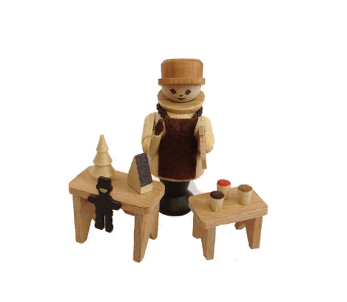 Spielwarenmacher Günther e.K. Weihnachtsfigur Miniaturfigur Spielwarenmann natur Höhe=6cm NEU, Mit Schürze, 2 Tische mit Ware, freistehend, zum basteln geeignet von Spielwarenmacher Günther e.K.