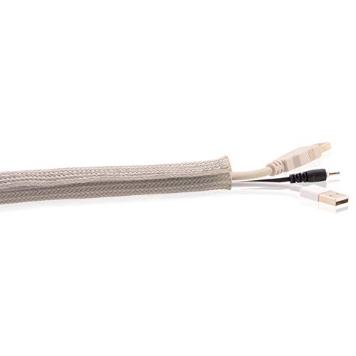 Kabelschlauch Gewebeschlauch in Grau mit praktischem Klettverschluss, 12-16mm Durchmesser, Länge 25m für eine flexible Kabelsortierung & Kabelschutz von Spitzenspannung Elektrotechnik