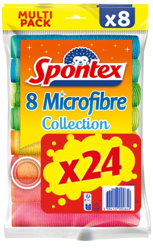 Spontex - 24 Mikrofasertücher Kollektion – Mehrzwecktücher – entfernt 99% der Bakterien – 30 x 30 cm von Spontex