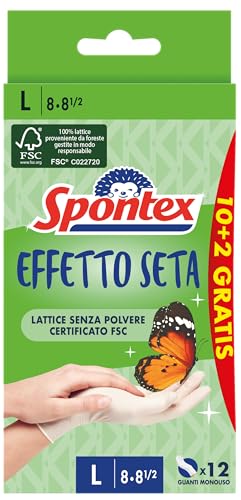 Spontex Effetto Seta Zweite Einweghandschuhe aus Leder, Latex, beige, M (10er Pack), 10 von Spontex