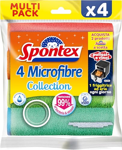 Spontex Kollektion Mikrofaser x4, Gelb, Hellblau, 4 Panni, 4 von Spontex