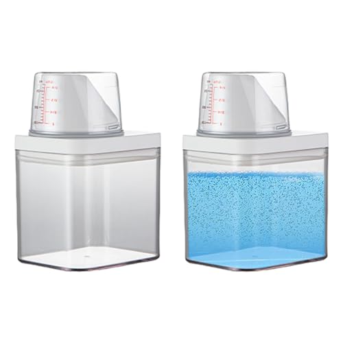 Sporgo 700 ML Waschmittelspender Mit Messbecher: 2 Stück Luftdichter Waschpulver Aufbewahrungsbox, Waschmittel Aufbewahrung Spender Mehrzweck-Waschpulverspender Behälter Waschmittelbox für Weichspüler von Sporgo