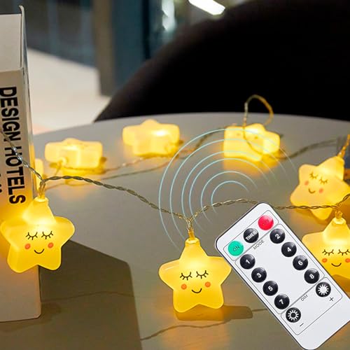 Sporgo Lichterkette Kinderzimmer LED Stern: 3M 20LEDs Lichterkette Innen 8 Modi Sterne Lichter, Lichterkette mit Timer, USB Sternelampe für Partydekoration, Feiertagsdekoration, Kinderzimmer von Sporgo