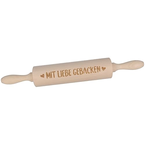 Spruchreif | Nudelholz mit Gravur | Teigroller aus Holz | Backen | Plätzchen | Teigausroller als Backzubehör | Backrolle aus Holz | Teigwalze | Küchenaccessoire von Spruchreif