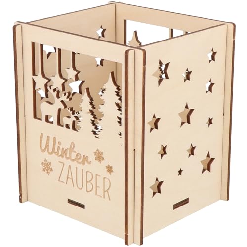 Spruchreif | Weihnachtlicher Teelichthalter aus Holz | Weihnachtsdekorationen | Geschenkideen aus Holz | Teelichtständer mit Gravur Winterzauber von Spruchreif