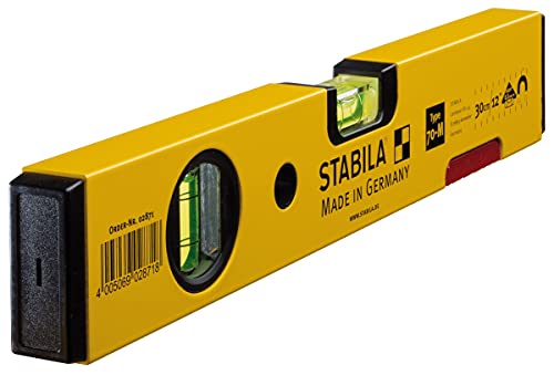 STABILA Magnet-Wasserwaage Type 70 M, 30 cm, leichtes Alu-Profil, starkes Seltenerd-Magnetsystem, 1 Horizontal-Libelle, 1 Vertikal-Libelle, Made in Germany von Stabila