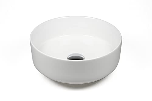 Stabilo-Sanitaer | Aufsatzbecken | Waschbecken Design | Aufsatz-Waschtisch | hochwertige Keramik | Farbe Weiß | 36 cm Komplettset | Rund von Stabilo-Sanitaer
