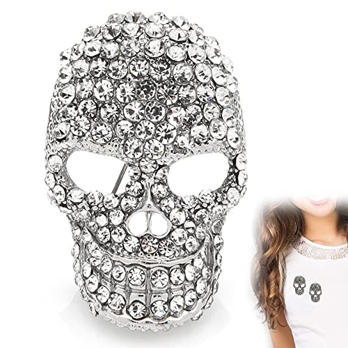 Schädelbroschen Funkelnde Strasssteine ​​schädelnadeln Bling Skull Pins Kristallschädel Kopf Broschen Vintage Pins Für Männer Frauen von Stakee