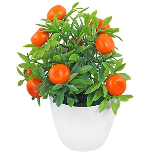 Stakee Künstliche Orangenbaum Bonsai Gefälschte Obst Gefälschte Schreibtisch Pflanze Topfkünstliche Pflanze Für Desktop -Dekoration Topf Topf von Stakee