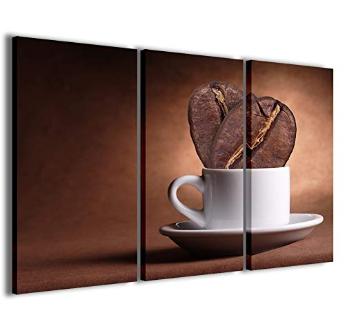Kunstdrucke auf Leinwand, Coffee Iv moderne Bilder aus 3 Paneelen, fertig gerahmt, Leinwand fertig zum Aufhängen, 100 x 70 cm von Stampe su Tela