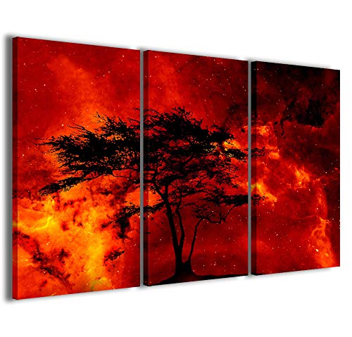 Kunstdrucke auf Leinwand, Tree And Fire Baum und Feuer, moderne Bilder aus 3 Paneelen, fertig zum Aufhängen, 100 x 70 cm von Stampe su Tela
