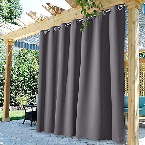 StangH Extrabreiter Outdoor-Vorhang für Veranda, strapazierfähig, rostfrei, mit Ösen, für den Außenbereich, wasserdicht, Sonnenlicht, blockiert Schatten für Garten/Hinterhof, Grau, B 100 x L 95 cm, 1 von StangH